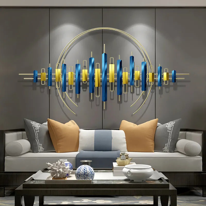 Modern Creative Wrought Iron Home Living Room Blue&Gold Wall Decor