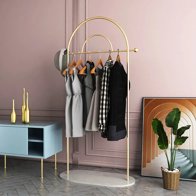 Modern Freestanding Rail Cloth Rack with Marble Base