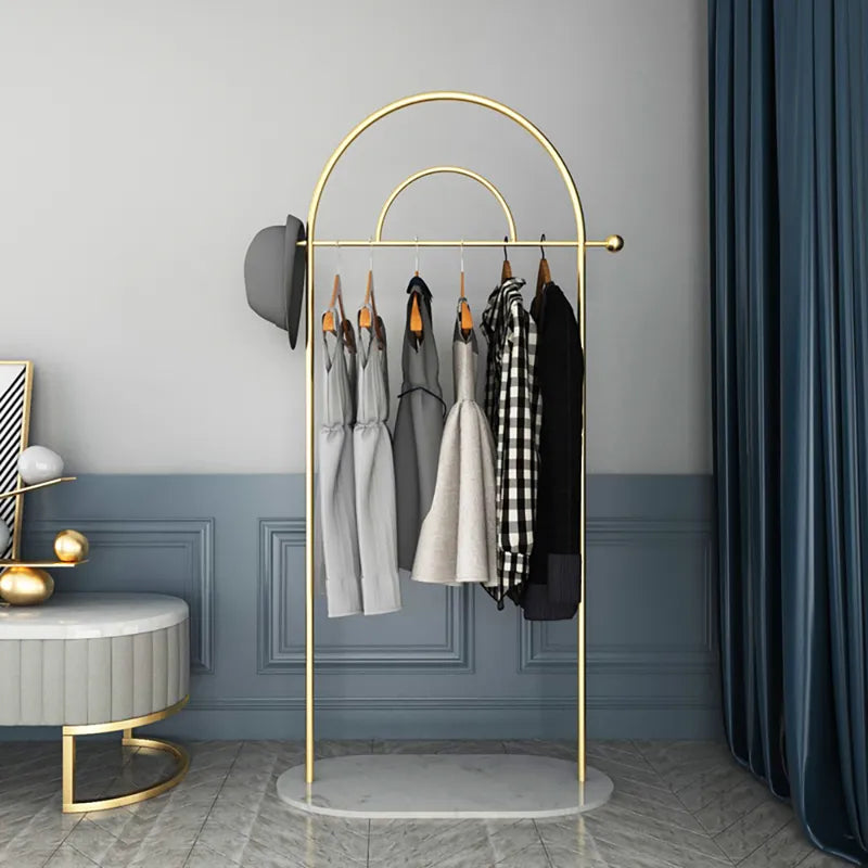 Modern Freestanding Rail Cloth Rack with Marble Base
