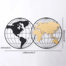 Load image into Gallery viewer, Modern Geometry World Map Wall Decor with Metal Round Frame in Black &amp; Gold

