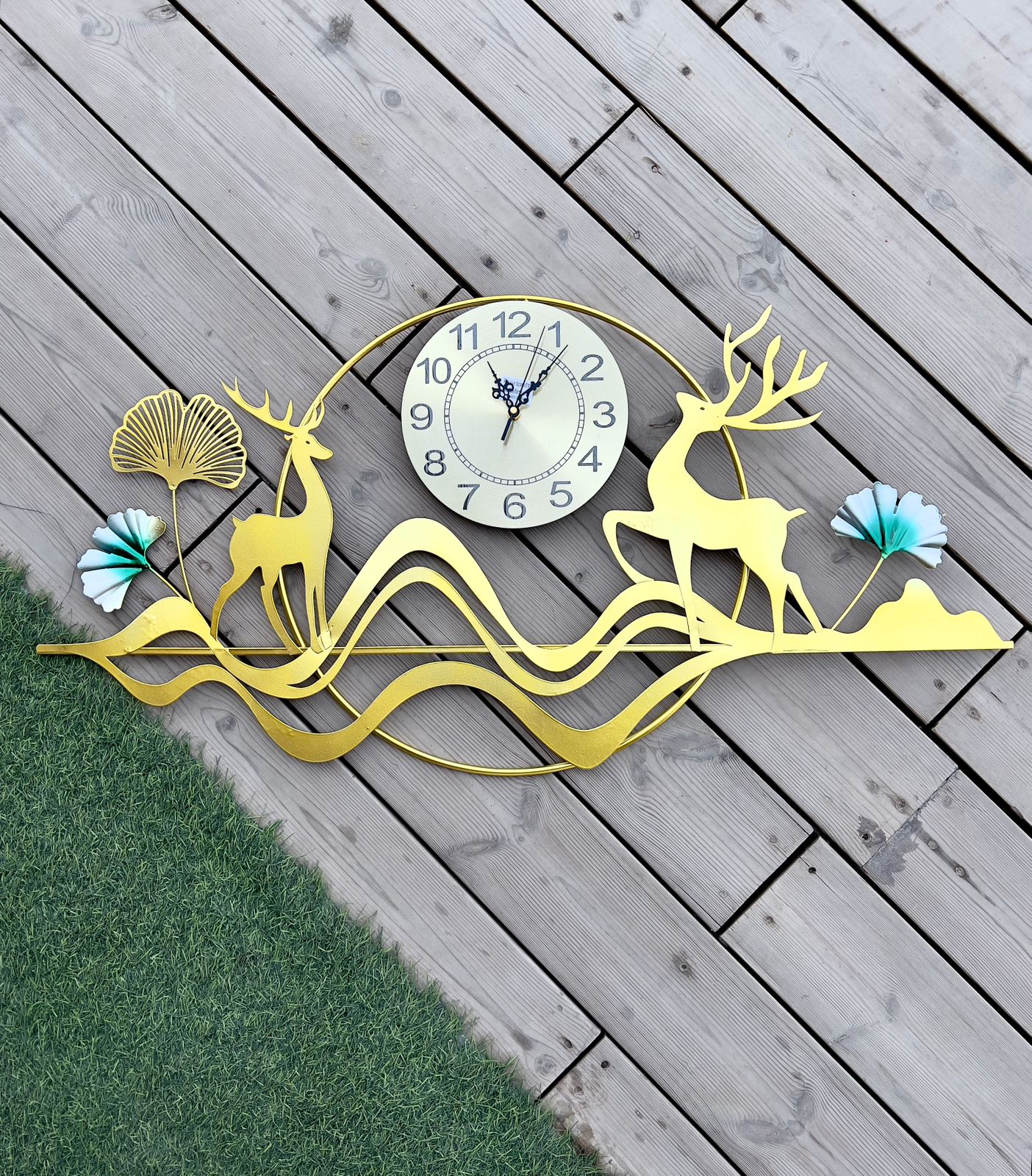 Modern Golden Deer Metal wall Clock