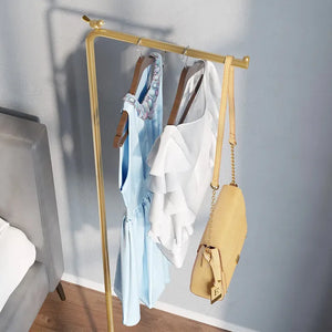 Modern L-Shaped Metal Cloth Rack with Marble Base