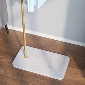 Modern L-Shaped Metal Cloth Rack with Marble Base
