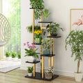 Modern Ladder 7-Tiered Plant Stand in Gold & Black