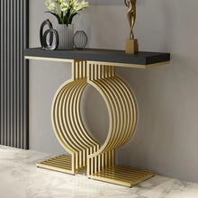Load image into Gallery viewer, Modern Narrow Console Table with Geometric Metal Base Black Entryway Table
