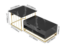 Load image into Gallery viewer, Modern Nesting Coffee Table Set of 2 in Black with Drawers &amp; Shelves
