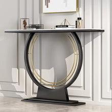 Load image into Gallery viewer, Modern Rectangular Sintered Stone Top Console Table in Black &amp; White &amp; Gold

