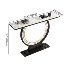 Load image into Gallery viewer, Modern Rectangular Sintered Stone Top Console Table in Black &amp; White &amp; Gold
