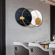 Load image into Gallery viewer, Modern Round Metal Wall Decor Geometric Decorative Wall Art in White &amp; Black &amp; Gold

