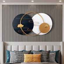 Load image into Gallery viewer, Modern Round Metal Wall Decor Geometric Decorative Wall Art in White &amp; Black &amp; Gold
