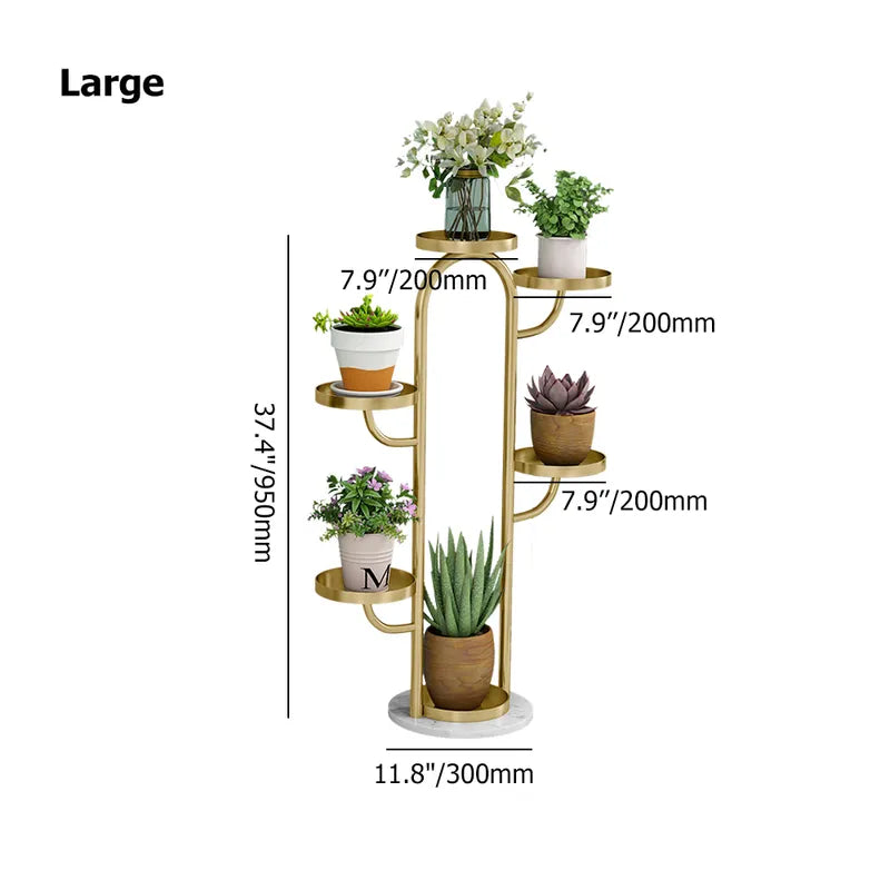 Modern Tree-Shaped 4/6-Tiered Plant Stand in Gold (Set of 2)