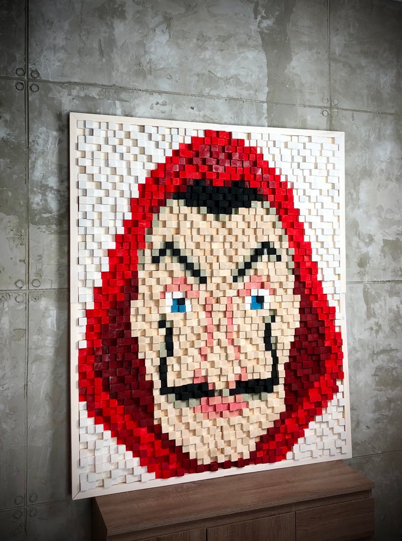 Money Heist Wood Mosaic Wall Decor