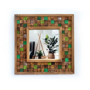 Mossy Green Mirror Mosaic Wall Decor