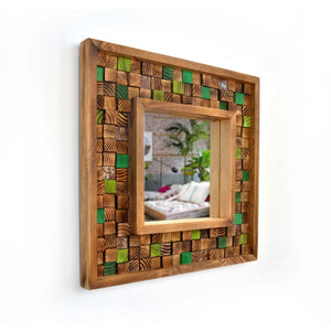 Mossy Green Mirror Mosaic Wall Decor