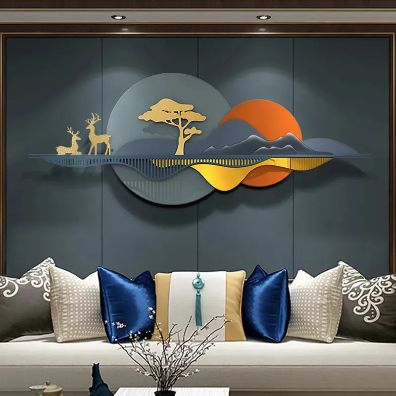 Nature Landscape Deer Metal Wall Hanging