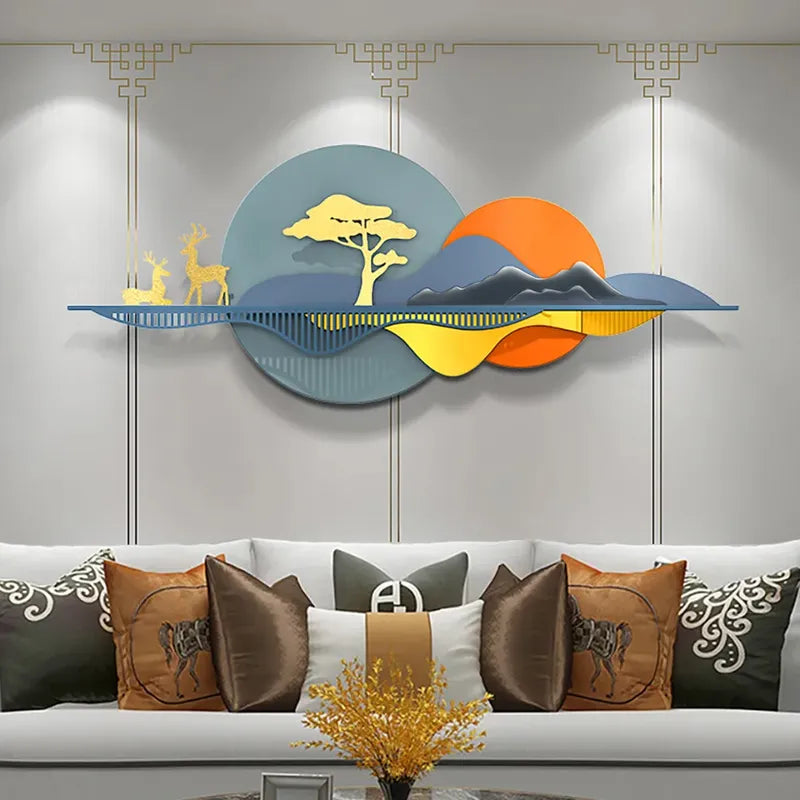 Nature Landscape Deer Metal Wall Hanging