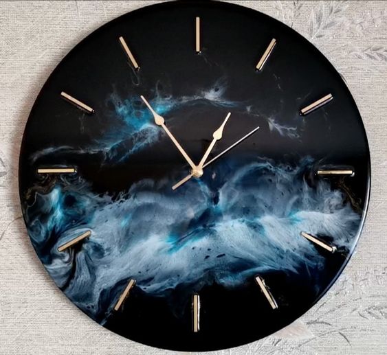 Night Ocean Epoxy Resin Wall Clock