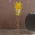 Nordic Round Metal Plant Stand Standing Plant Shelf in Gold