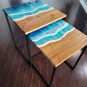 Ocean Wave Epoxy River Nesting Tables