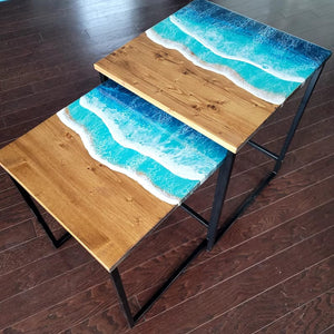 Ocean Wave Epoxy River Nesting Tables