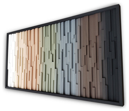 Ombre Earth tones Plank Wood Mosaic Wall Decor