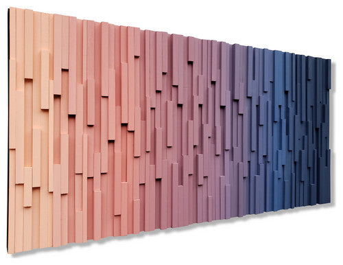 Ombre Sunset Plank Wood Wall Art Wood Mosaic Wall Decor