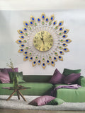 Peacock Feather Design Metal Wall Clock