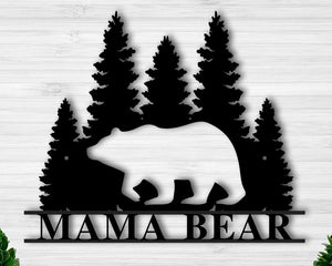 Personalized Bear With Mountain Monogram Wall Decor