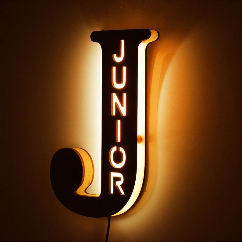 Personalized Custom Acrylic Light With J Wall Decor