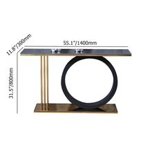 Load image into Gallery viewer, Post Modern Black Geometry Console Table Sintered Stone Top Stainless Steel Frame

