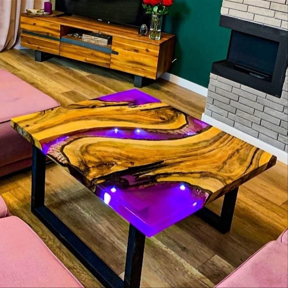 Purple Love Epoxy Resin Dining Table