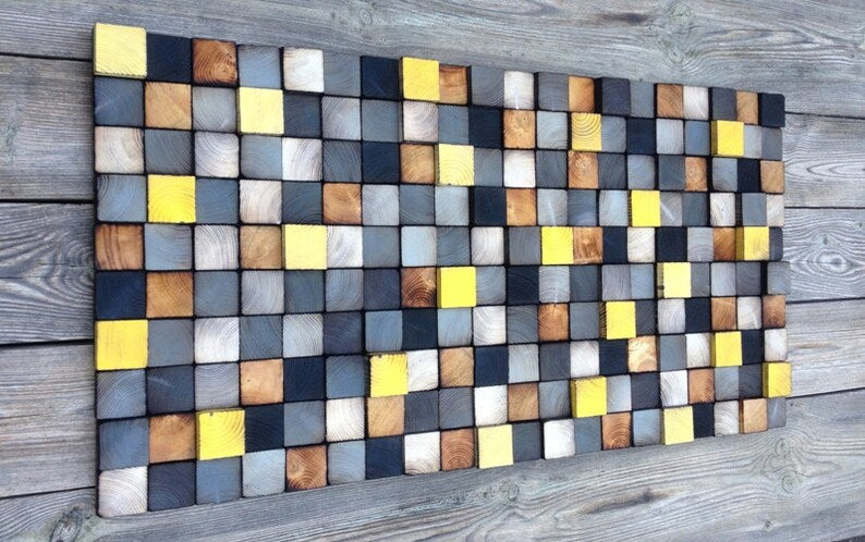 Reclaimed Wood Mosaic Art Wall Decor