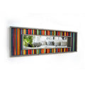 Red, Yellow, Purple and Teal Striped Reclaimed Wood Mirror Mosaic Wall Decor