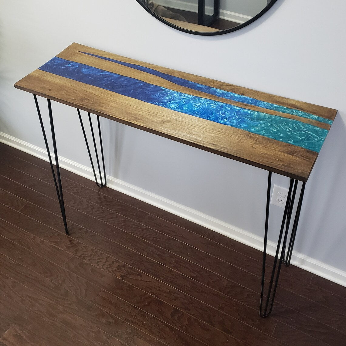 Modern River Side Epoxy Resin Console Table