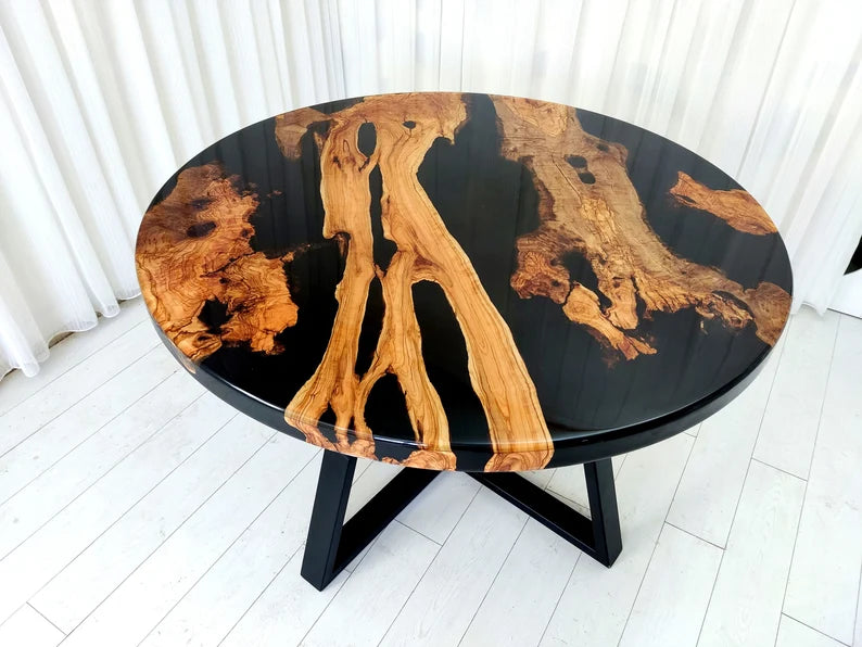 Round Epoxy Black River Coffee Table