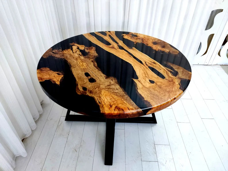 Round Epoxy Black River Coffee Table