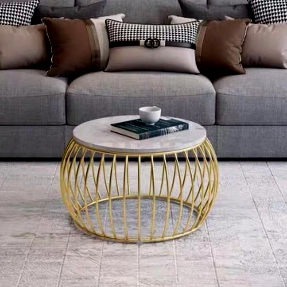 Elegant Round Golden Coffee Table (Set of 2)