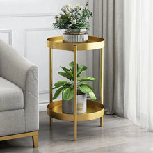 Load image into Gallery viewer, Round Metal Plant Stand 2-Tiered Gold Plant Pot Stand for Indoor in Small
