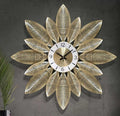 Golden Flower Metal Wall Clock