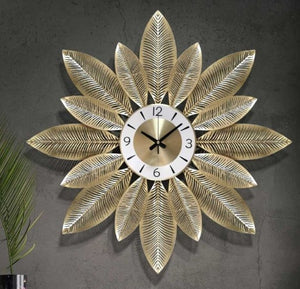 Golden Flower Metal Wall Clock