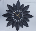 Black Colour Leaf Metal Wall Clock