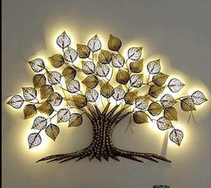 Metal Golden Wall Tree with LED Wall Decor