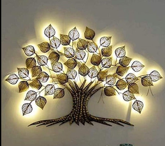 Metal Golden Wall Tree with LED Wall Decor