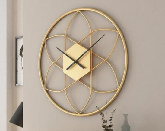Designer Golden Metal Wall Clock