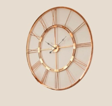 Golden Roman Design Metal Wall Clock