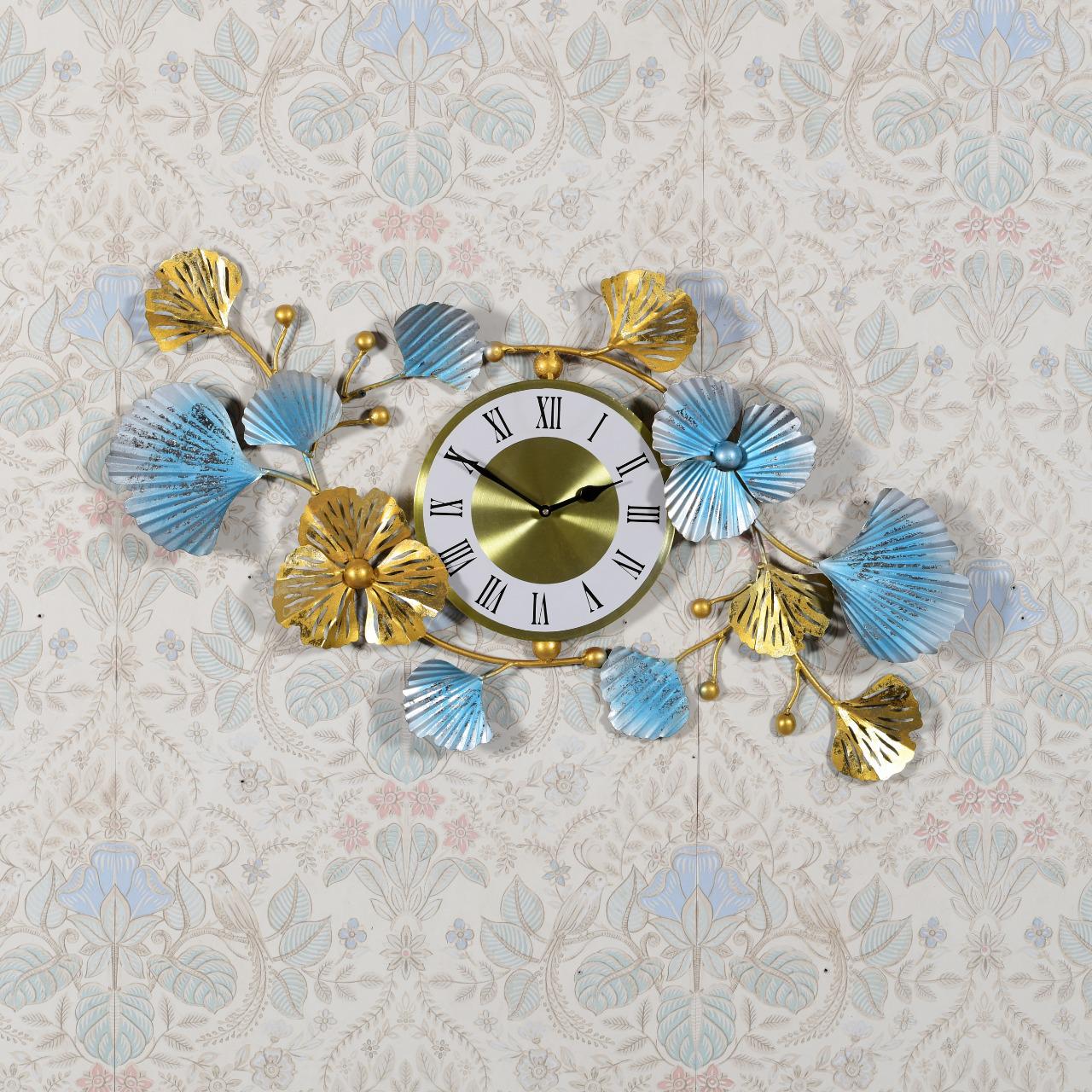 Stems With Leaf Metal Wall Clock