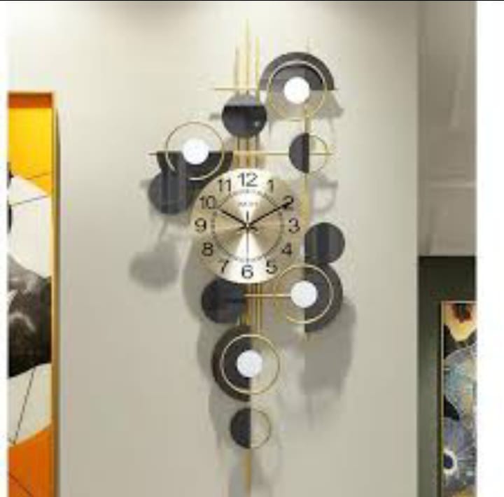 Golden Grey Metal Wall Clock