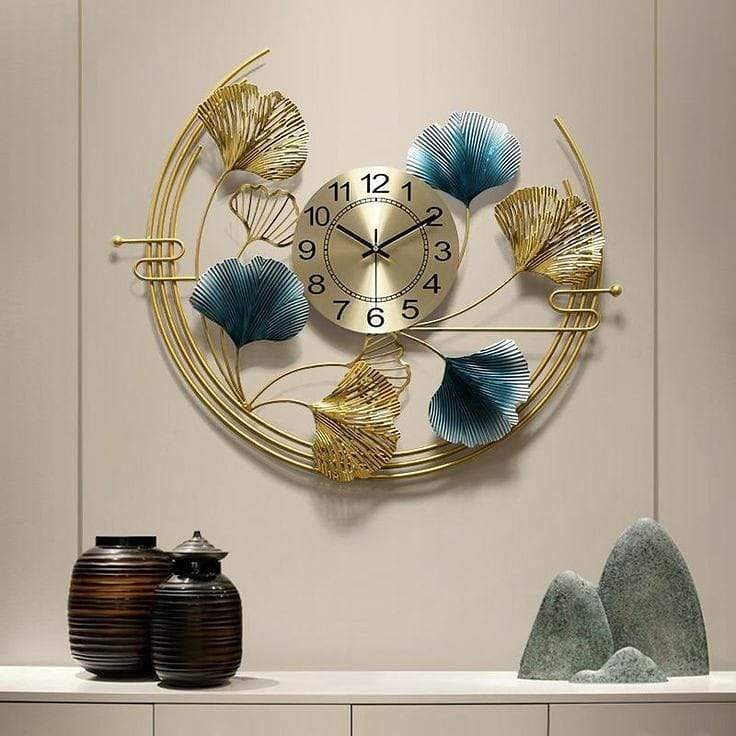 Half Moon Golden Metal Wall Clock