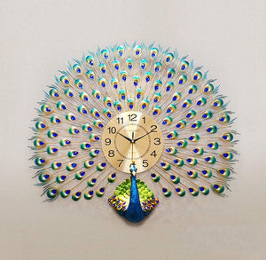 Gorgeous Peacock Design Metal Wall Clock