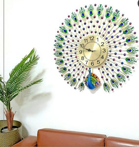 Peacock Design Metal Wall Clock